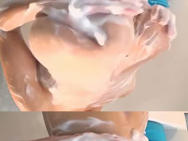 Covers Herself In Bubbles While Rubbing Her Tits! - Asian