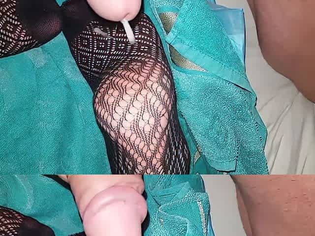 Slutty Wife In Bodystocking Receiving A Big Load Of Cumshot On Her Hot