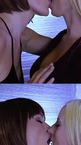 Two lesbian sluts with big boobs share a special moment