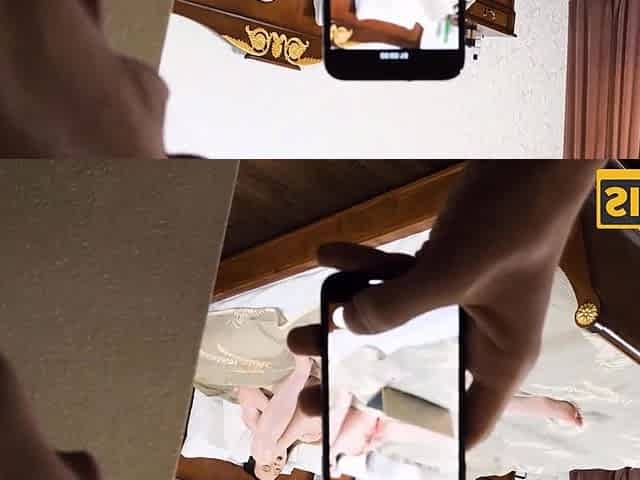 Peeping at my stepsister while she rubs her clit, and I can't help but join in