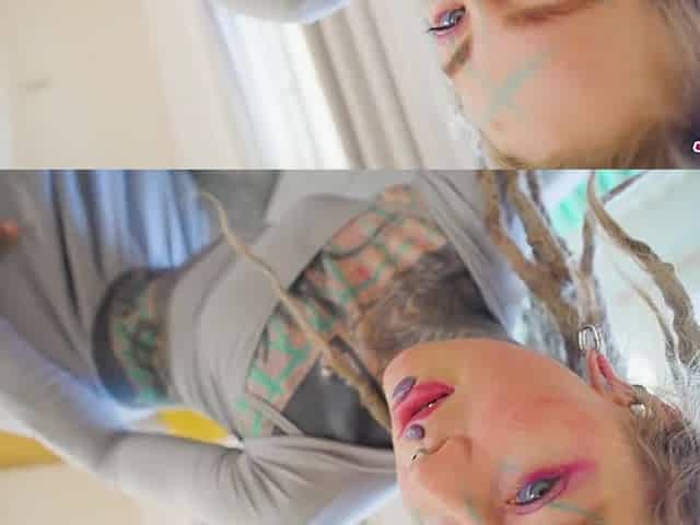 Double Anal Floozy - Team fuck with Tattoo Gal Anuskatzz ends with large Facial - ATM, DAP, double penetration