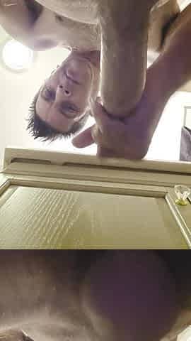 Up close stroke and cum discharged