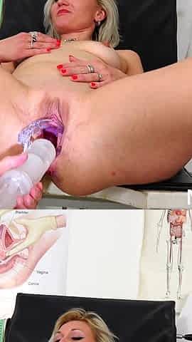 Mature gyno Exam - Hot MILF Lenny gyno exam, anal speculum examination + vaginal irrigation