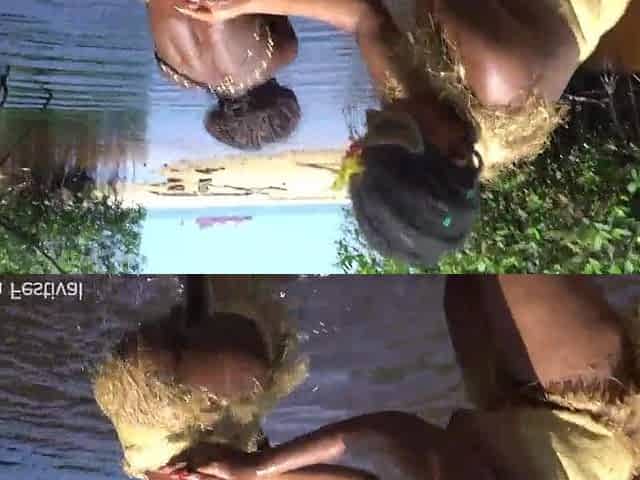 Tribal afro cuties performing wild sex ritual on me by the river