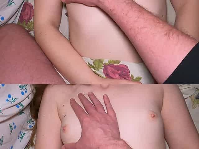 My Stepsister Jerks off My Cock and Lets Me Cum on Her Small Tits!