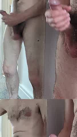 Masturbating with the stud in the mirror
