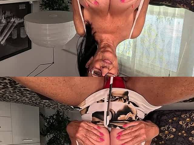 Spoil My Big Saggy Tits With My New Big Latex Dildo