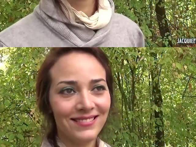 Slim brunette with small tits, Gwendoline is wearing erotic lingerie while cheating on her husband