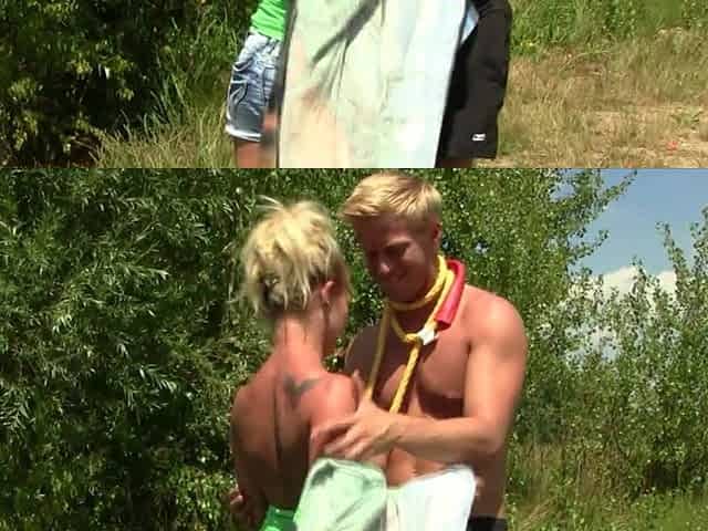 Teeny Bella and her hunky beau explore nature's pleasures in a steamy Czech forest romp
