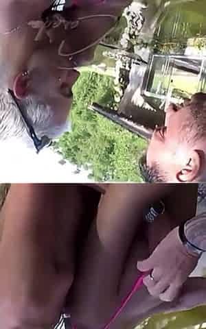 Brunette Gave It to Two at the Outdoor Camp