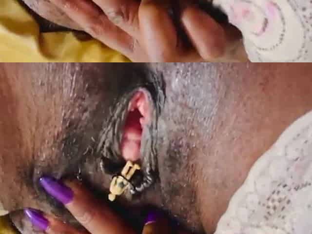 Tiny Trapped in Giant Pussy Ring - Ebony Giantess