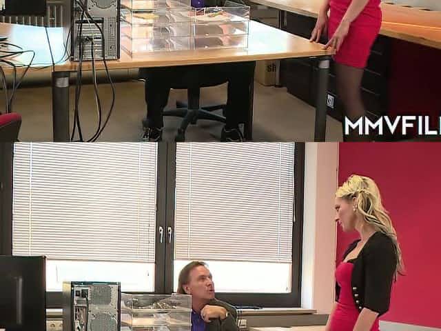 Lustful German secretary Kitty Blair seduces her boss to be fucked on table