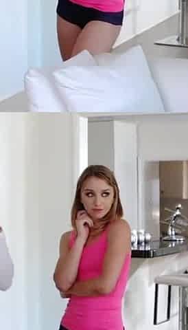 Stepmom walked in while my tiny stepsister was sucking my cock