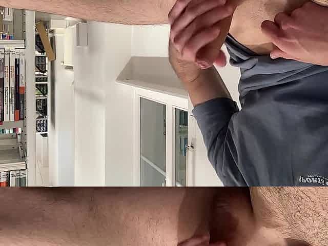 Strocking large dong in public library