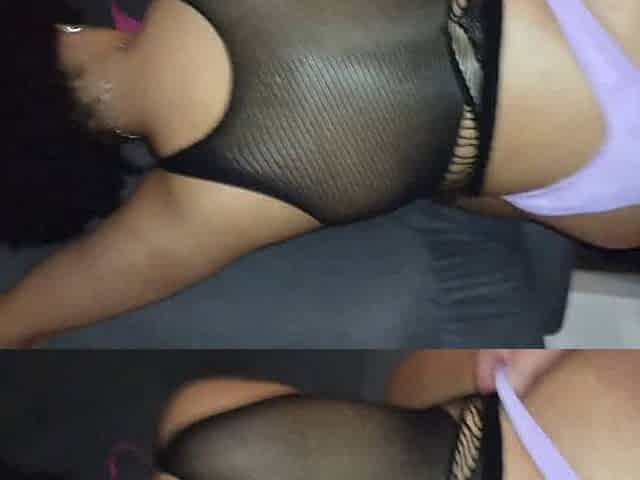 Tatiana tries on my wife's bikini