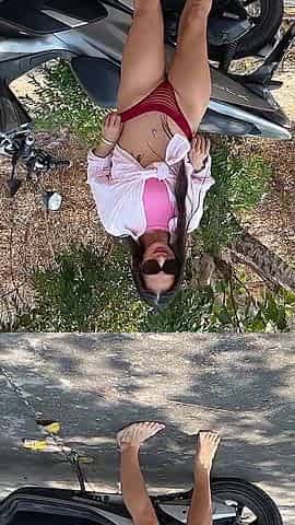 Huge Piss Fountain on My Soles - Motorbike Public Flashing