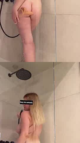 Slutty Corpulent Masturbates in Shower with Large Sex toy (TEASER)