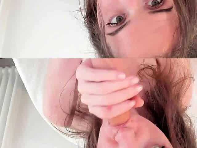 Natural Brunette Webcam Blowjob and Teasing Session