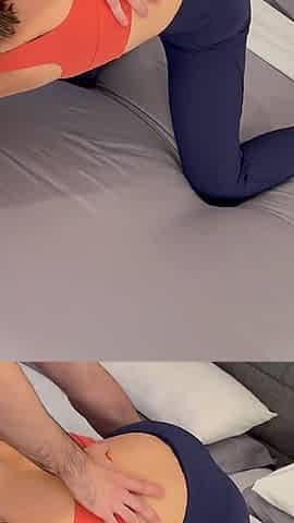 Wife Fucked in Ripped Yoga Pants by Husband and His Friend