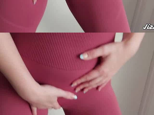 Spunk Flow in my Pants and Yoga panties after rubbing my taut cunt