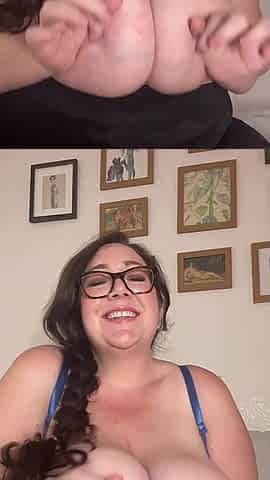 Busty BBW Babe Licks Sucks Nipples and Plays with Boobs