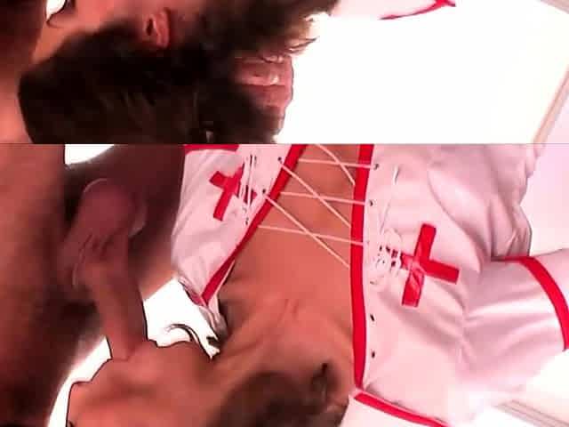 Russian nurse Stefany Amore rides big cock for sperm