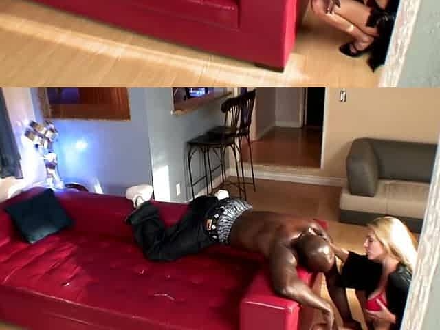 Blond seduces a ebony man with a big dick