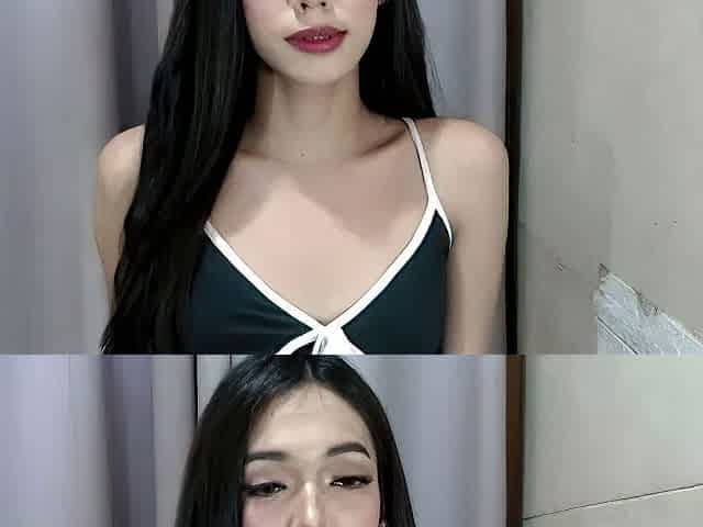 Horny amateur masked Asian teen toying on webcam show