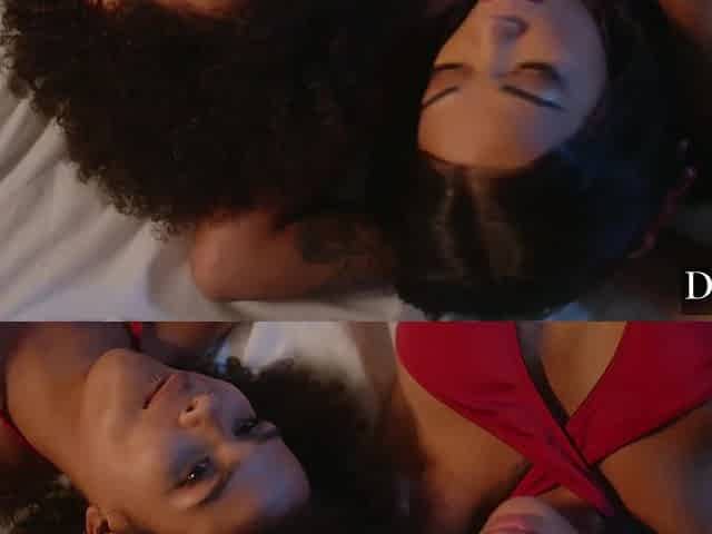 Sensual threesome with perfect Ebony babes Shy Alina and Harley