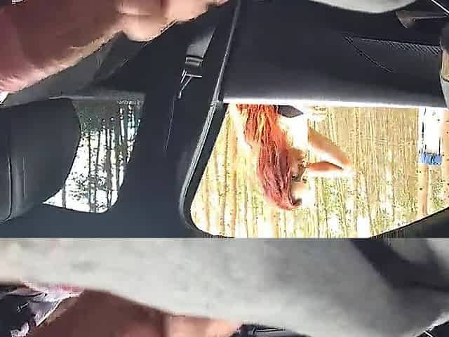 flashing his rod at a hotty in the car!