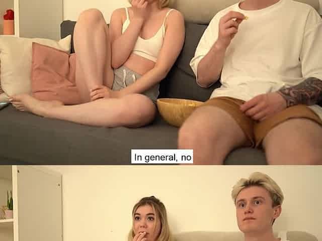 Petite Blonde Stepsister Movie Night With Stepbro