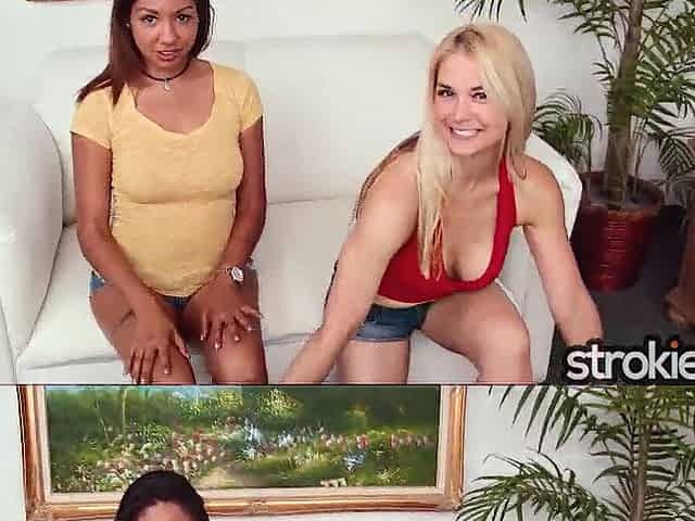 Strokies Sarah Vandella & Gabriella Lane teams up to give a wild POV tugjob