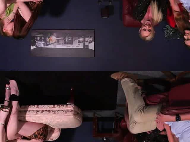 Cockhungry CFNM babes deepthroating DILF