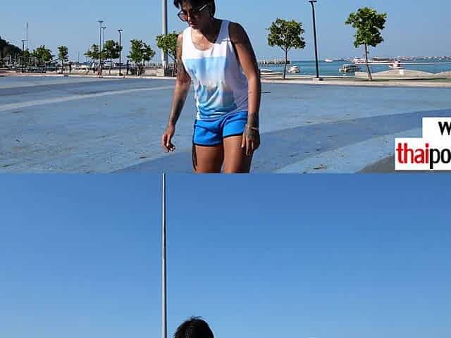 Thai skater teen relaxing on a big cock