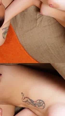 On the couch the two horny kittens get excited by licking pussy