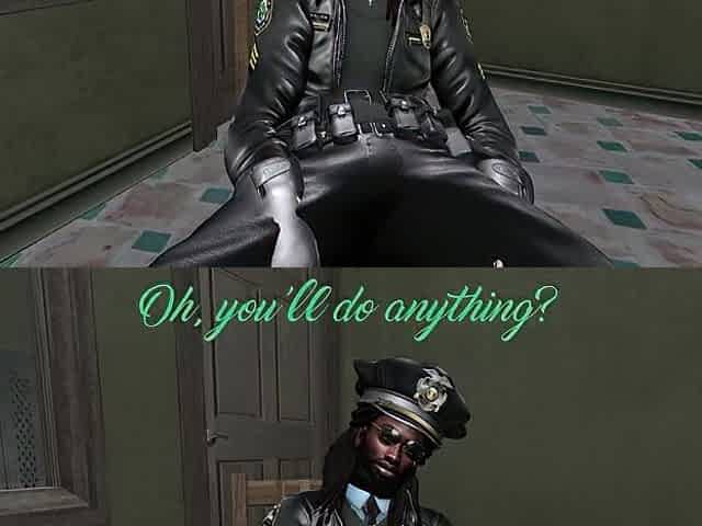 Second Life Ebony guy cop screws Latin chick woman