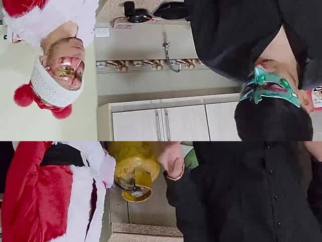 Christmas Threesome with my large-bootied stepmother and my large-breasted stepdaughter