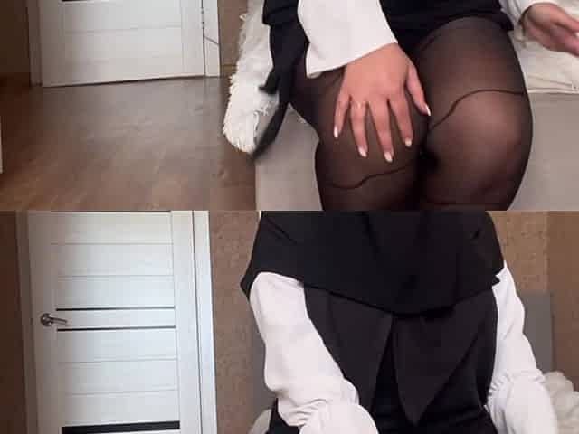 Arab Stepmom Consoled Her Stepson with Sexy Legs in Pantyhose