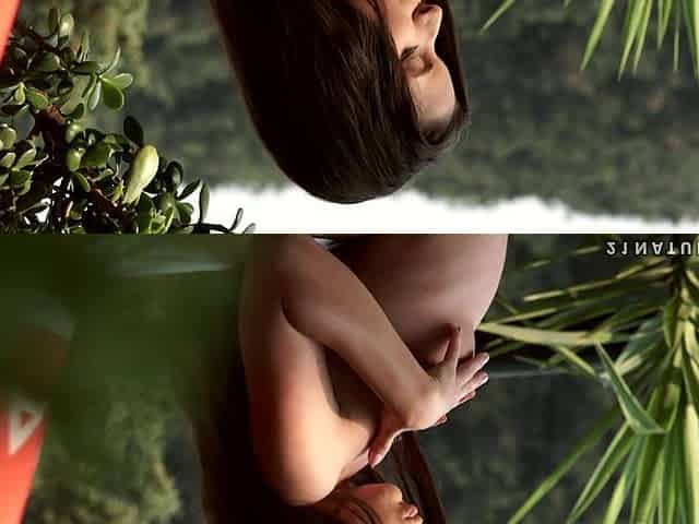 Brunette beauty's raw solo passion ignites in a natural intimate setting