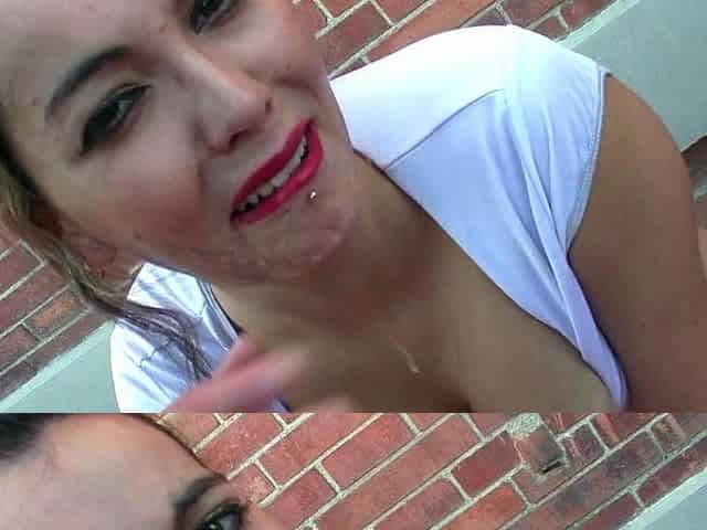 Hard blow job and facial by amateur brunette