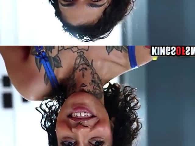 Tattooed whore DPed by large ebony rods