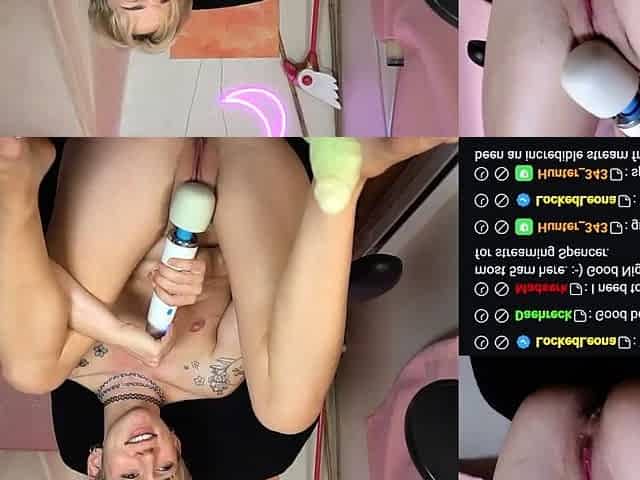 Small Tit Babe Lies Back In Chair And Masturbates Wet Snatch