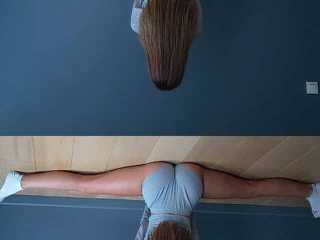 SEXY ROOMMATE YOGA STRETCH TURNS INTO COARSE SPLIT SCREWING... UNFATHOMABLE CREAMPIE WITH LOUD QUEEFS