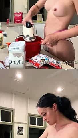 Haydie May Bird Topless Cooking In The Kitchen