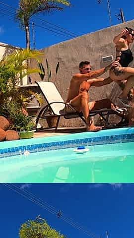 Pool Day and They Fuck Me From My Dirty Ass to My Mouth, Cum on My Face, so Much Load!! I Swallow -cam 2-