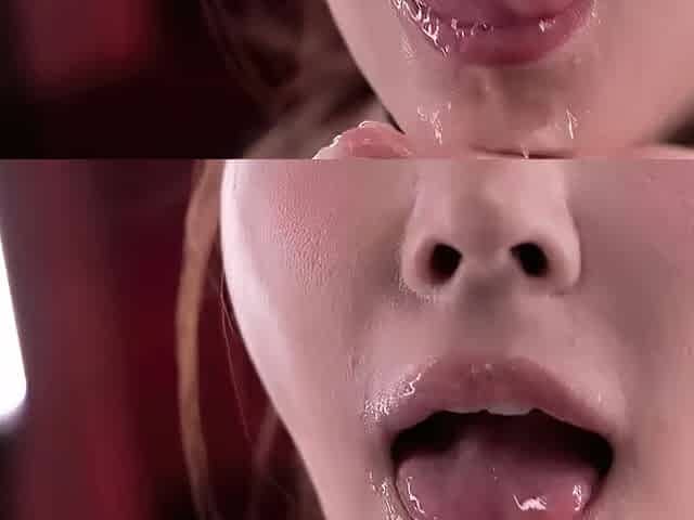Close up POV of teen sucking cock