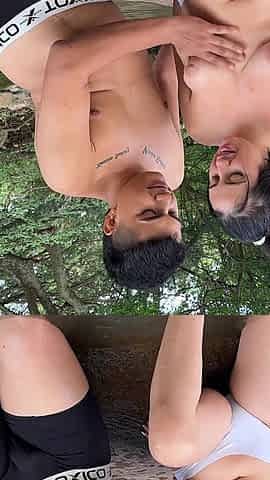 Latin Guy Watches Shy Sexy Girl Naked in the River and Ends up with a Rich Hard Fuck Outdoors.