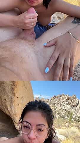 "I don't care if they all watch me, just cum all over my glasses"