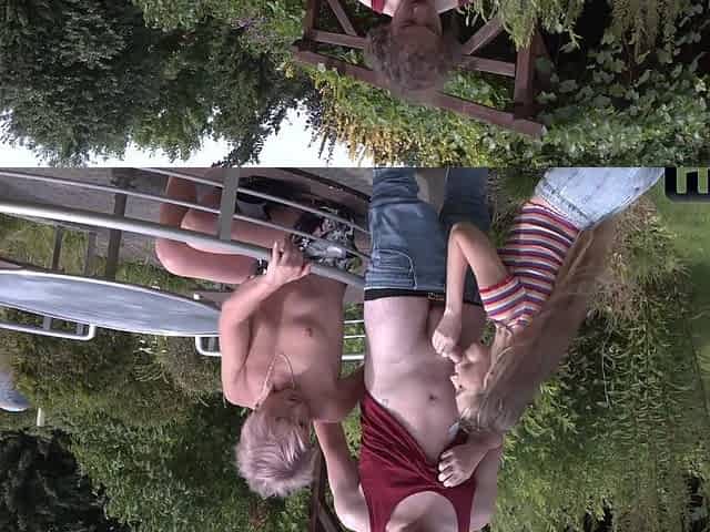 Nela Decker enjoys sex with two guys in outdoor threesome