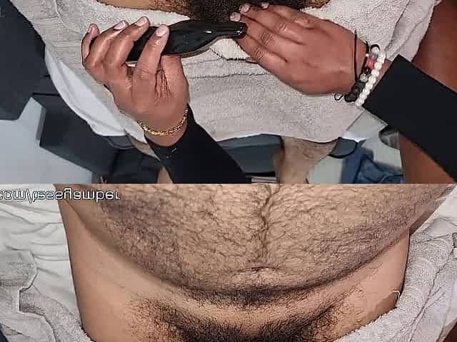 A CLIENT Got a BONER during an Private SHAVE and This babe Made Him CUM in Her Throat